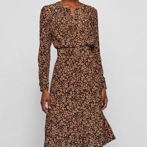Hugo Boss Belted Silk Dress